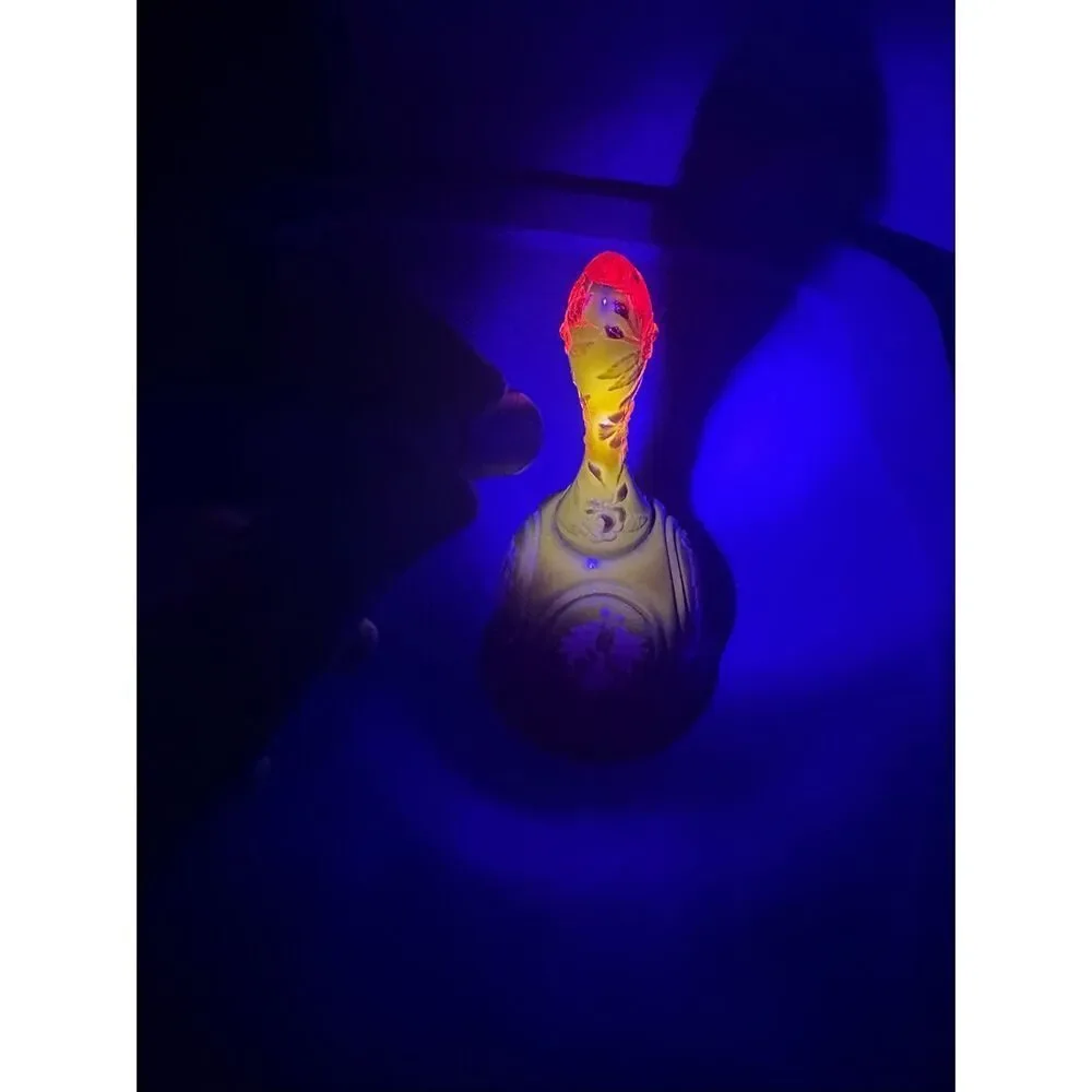 Vintage Ruby Red Hand Painted Bell M. Kramig Signed Glass Bell glows